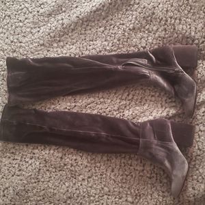 Velvet thigh high boots